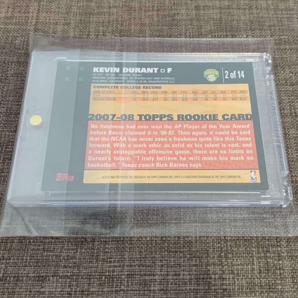 Kevin Durant ‘07 Topps Rookie Card - Picture 6 of 11